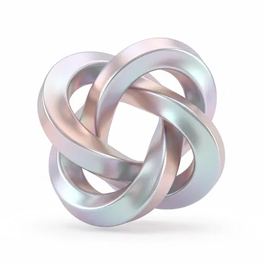 Iridescent Metallic Torus Knot on White