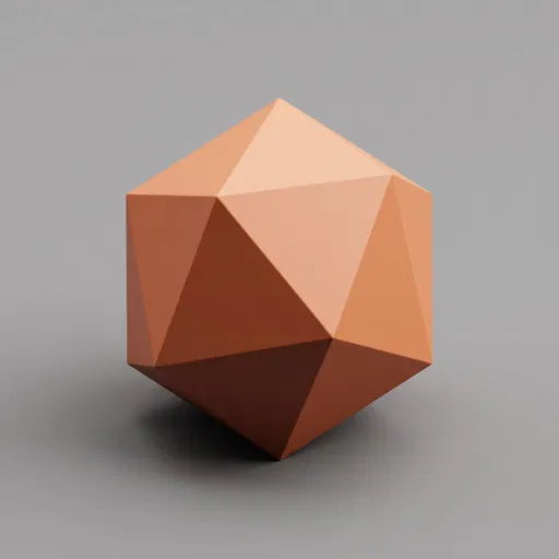 Minimalist Terracotta Geometric Polyhedron on Gray