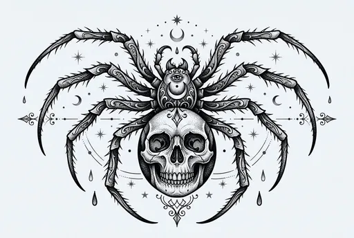 Occult Death's-Head Spider Tattoo Illustration