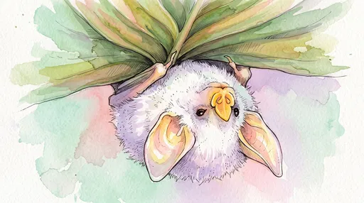 Watercolor Illustration of Honduran White Bat
