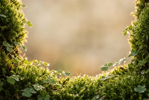 Dewy Moss and Shamrock Frame Background