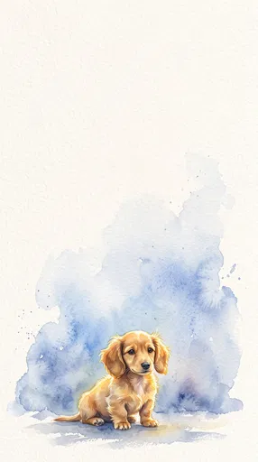 Watercolor Golden Dachshund Puppy Illustration