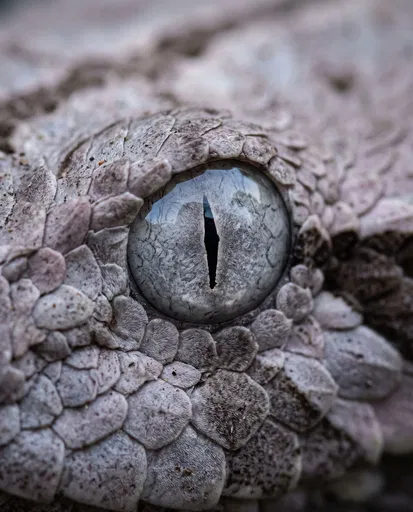 Macro Close-Up of Gray Viper Eye