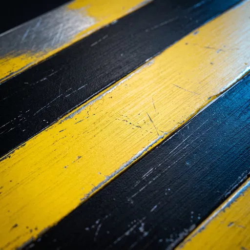 Weathered Yellow and Black Hazard Stripes