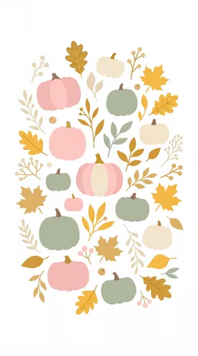 Pastel Autumn Pumpkins and Leaves Pattern