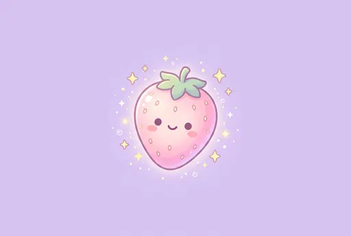 Cute Kawaii Pastel Pink Strawberry Illustration