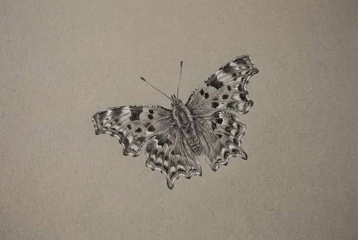 Graphite Drawing of a Comma Butterfly