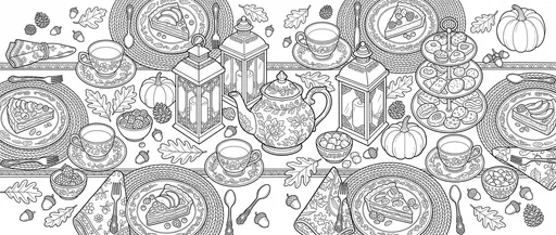 Autumn Tea Party Coloring Page