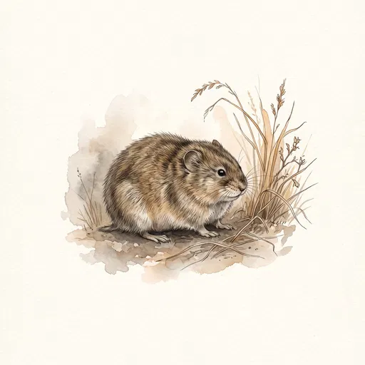 Watercolor Illustration of Brown Tundra Lemming