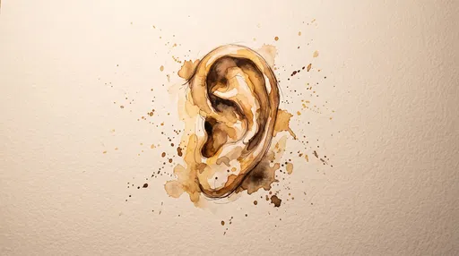 Sepia Watercolor Human Ear Illustration