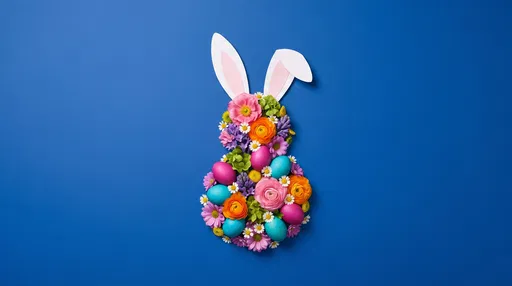 Floral Easter Bunny Flat Lay