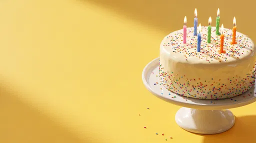 Vanilla Birthday Cake With Lit Candles