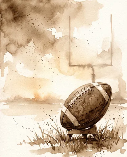 Sepia Watercolor American Football on Tee