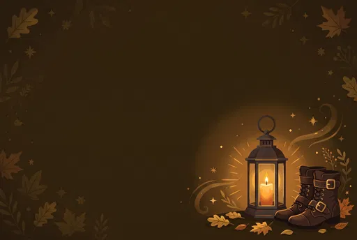 Glowing Autumn Lantern and Boots Background