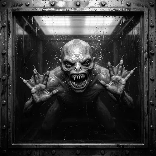 Monochrome Amphibious Monster in Containment Tank