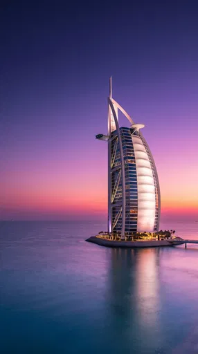 Sail-Shaped Luxury Hotel at Twilight