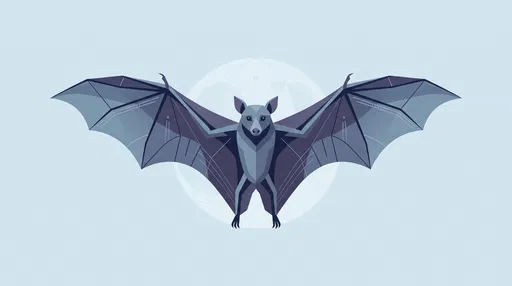 Geometric Slate Blue Flying Fox Illustration