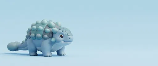 Cute 3D Blue Ankylosaurus With Copy Space