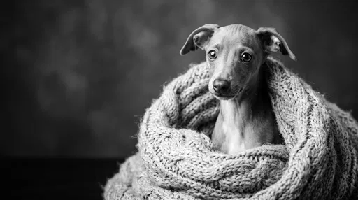 Monochrome Italian Greyhound Puppy in Knit Scarf
