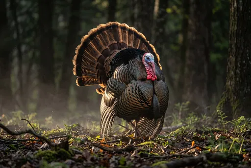 Wild Turkey Tom Strutting in Forest