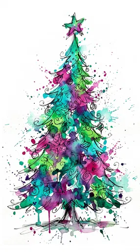 Whimsical Watercolor Christmas Tree Illustration