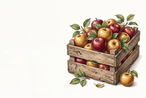 Rustic Wooden Crate of Apples Illustration