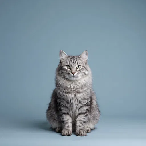 Silver Tabby Siberian Cat Studio Portrait