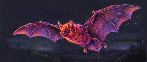 Neon Colored Pencil Bat in Flight