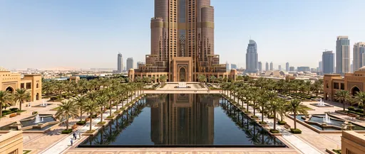 Desert Metropolis Skyscraper and Reflective Plaza