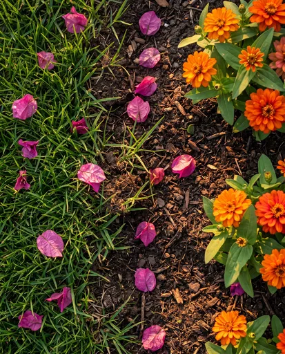 Overhead View of Garden Edge and Flowers