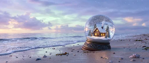Winter Snow Globe on Sunset Beach
