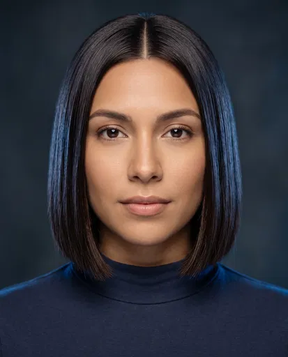 Studio Portrait of Woman with Sleek Bob