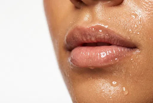 Macro Wet Lips and Hydrated Skin