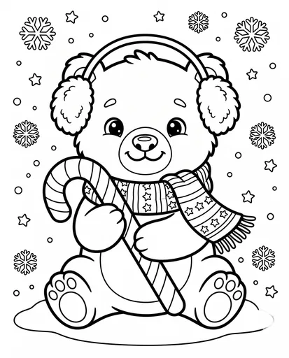 Cute Polar Bear Christmas Coloring Page