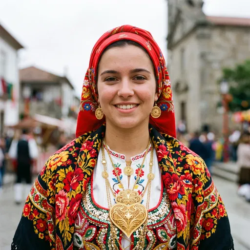 Smiling Woman in Traditional Portuguese Attire