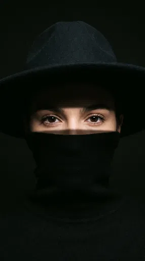 Mysterious Studio Portrait Highlighting Brown Eyes