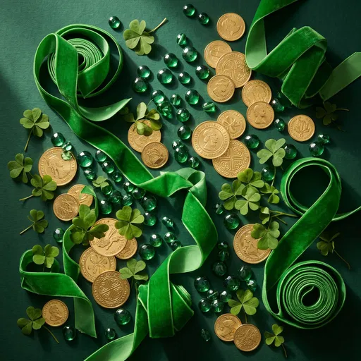 St. Patrick's Day Ribbon and Coin Flat Lay
