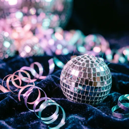 Disco Ball and Ribbons on Velvet