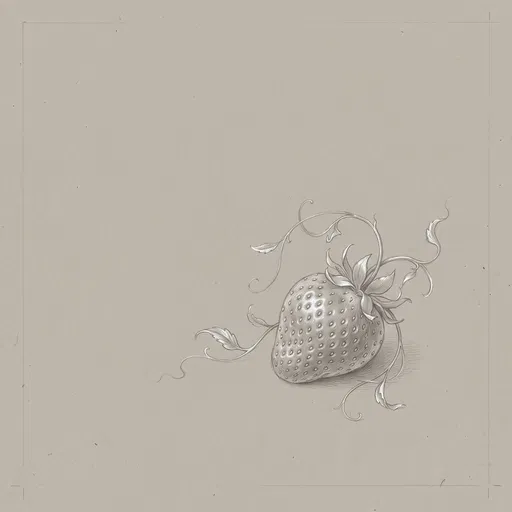 Silverpoint Strawberry Botanical Drawing on Gray Paper