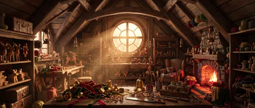 Cozy Christmas Attic Toy Workshop
