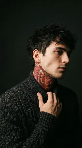 Man With Vibrant Phoenix Neck Tattoo