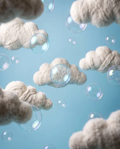 Felt Clouds and Iridescent Soap Bubbles