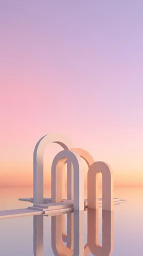 Minimalist Pastel Arches in Sunset Water
