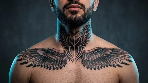 Bearded Man With Blackwork Wings Tattoo