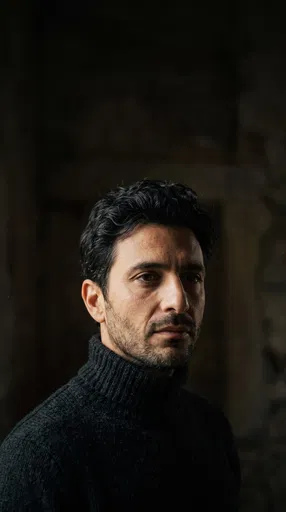Dramatic Portrait of Man in Dark Turtleneck