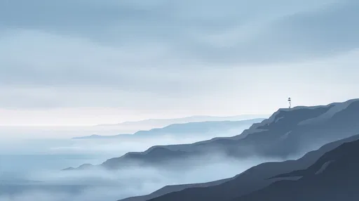 Minimalist Coastal Lighthouse in Fog