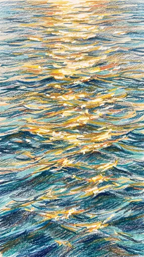 Colored Pencil Drawing of Shimmering Water