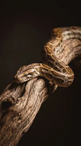 Burmese Python on Driftwood Branch