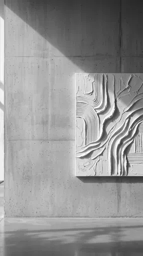 White Plaster Relief Art on Concrete Wall