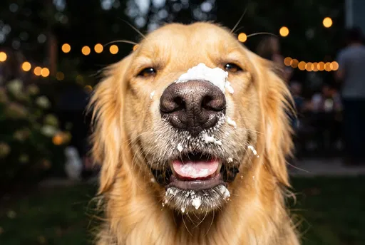 Golden Retriever With Whipped Cream On Nose